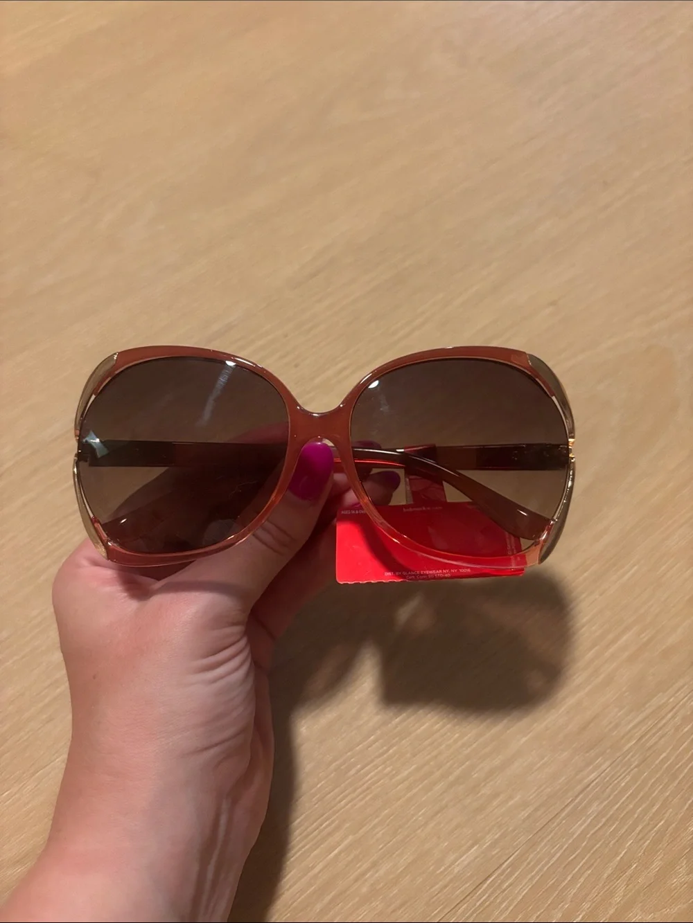 NWT Bob Mackie Oversized Coral & Gold Frame Sunglasses